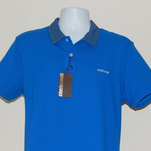 ROBERTO CAVALLI EMBROIDERED LOGO PIQUE POLO SHIRT - Picture 1 of 7